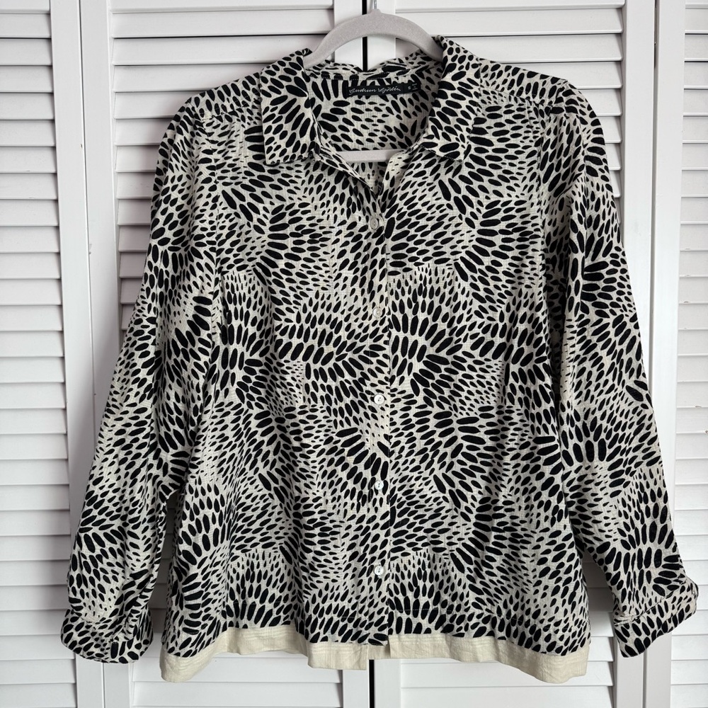 Gudrun Sjoden Long Sleeve Button Up Shirt Cotton A-shape Lightweight Size Small